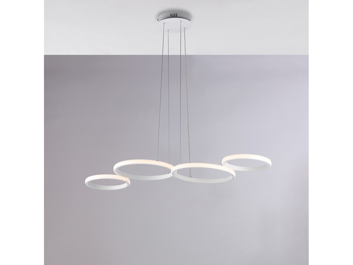 Lámpara de techo Annie de metal y aluminio lacado en blanco y negro con mando a distancia LED Cct integrado H.6 Ø50 Bl321 Pbc Belight