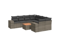Maison Exclusive - Set De Muebles De Jardín 9 Pzas Y Cojines Ratán Sintético Gris
