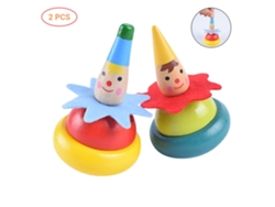 Vlola-2 Piezas Trompo Payaso De Madera De Color Aleatorio, Juguete Trompo Payaso Educativo Regalo Para Niños Bebés