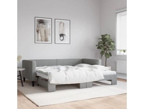 VIDAXL Sofá cama nido tela gris claro 90x200 cm