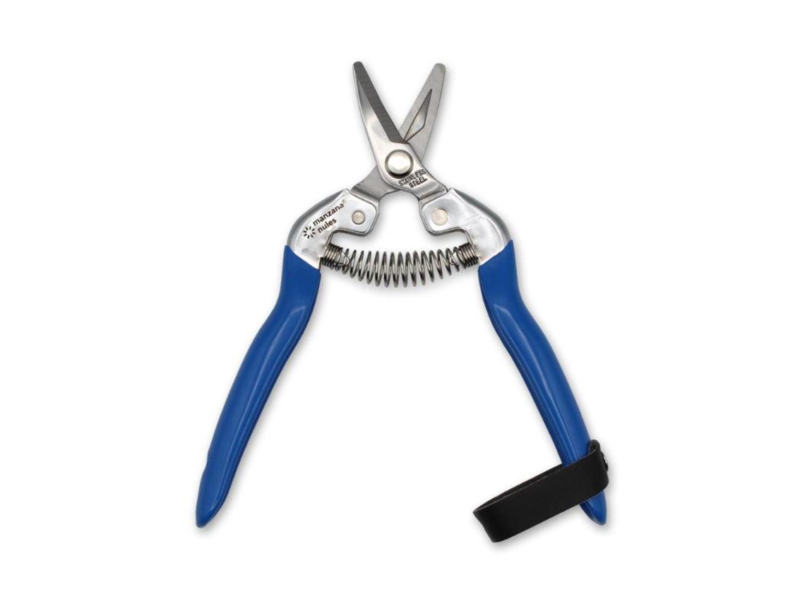 Tijera Recoleccion M/azul Curva Corta Inox M100c