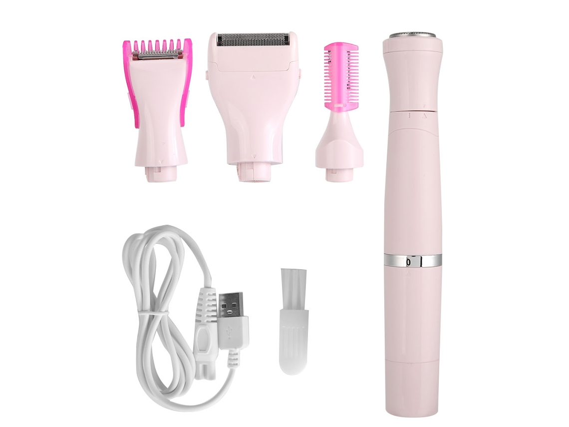 Depiladora Eléctrica Recargable Usb 4 En 1 Para Mujer, Depilación Corporal, Axilas Y Piernas, Rosa