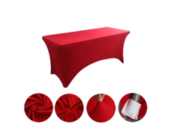 Mantel Rectangular Elástico De Spandex Para Bodas, Banquetes Y Fiestas (rojo Vino/122x75x75cm) Gertiz