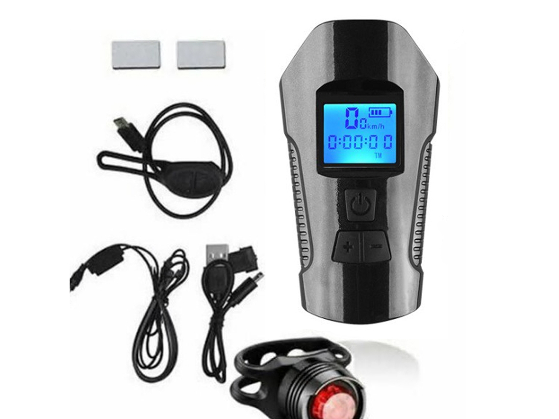 Luz Delantera Recargable Usb Para Bicicleta Con Velocímetro Y Odómetro Led.