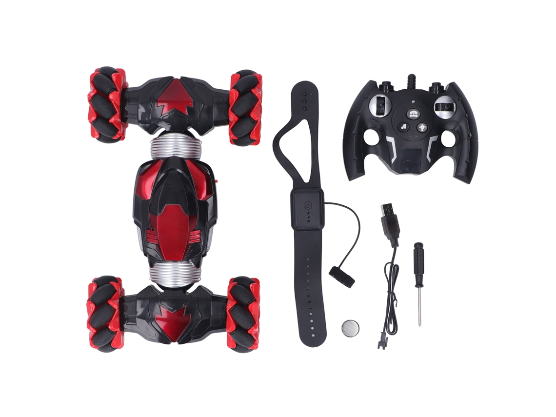 Coche Acrobático Teledirigido Con Luces Y Música, Batería Recargable De 1200 Mah, Control Remoto Por Gestos, Ideal Para Regalar - Rojo