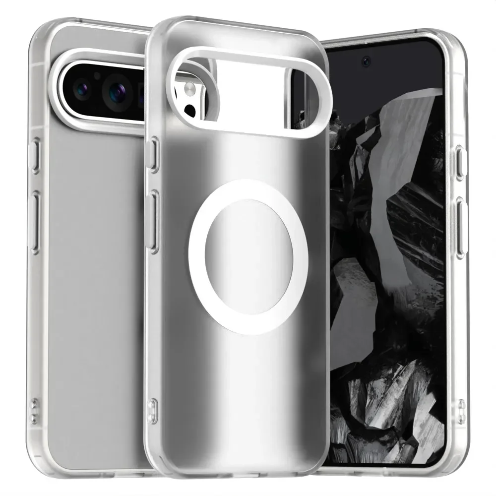 (blanco, Google Pixel 9) Funda Transparente Con Acabado Esmerilado, Resistente A Los Golpes Y Con Carga Inalámbrica Magnética.