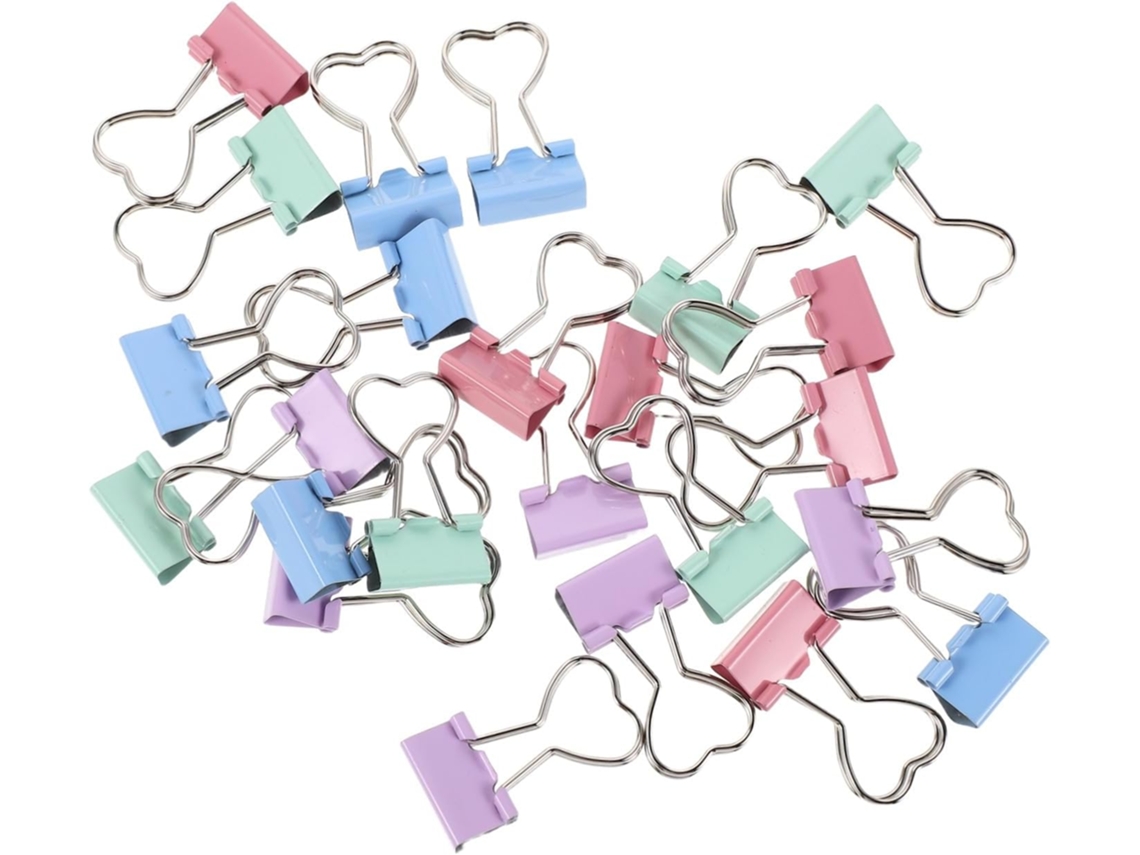 24 Clips Metálicos En Forma De Corazón, Clips Para Papel Y Organizador De Documentos Para Oficina
