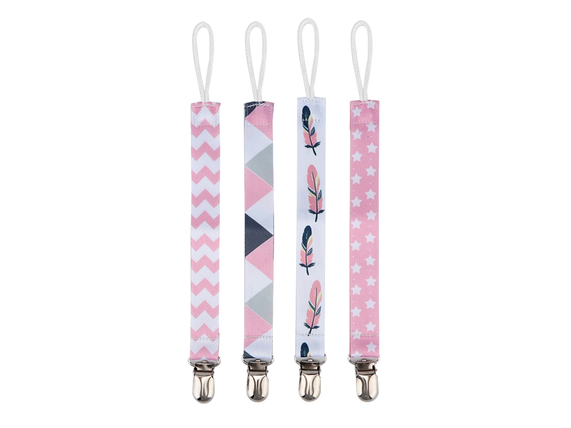 4pcs Suporte Chupeta Bebê Clip Corrente Algodão Neutro Lavável Durável