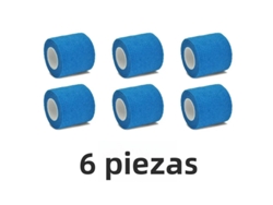 (azul, Paquete De 6, 2,5 Cm X 4,8 M) Vendaje De Gasa De Algodón Transpirable, Vendaje Elástico Autoadhesivo