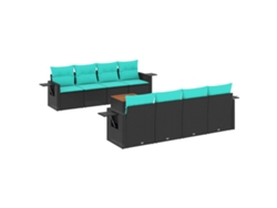 Maison Exclusive - Conjunto De Sofá De Jardín De 9 Piezas Con Cojines, De Poliratán Negro