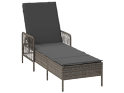 Chaise longue de mimbre gris y gris oscuro MAISON EXCLUSIVE (55x200x92 cm)
