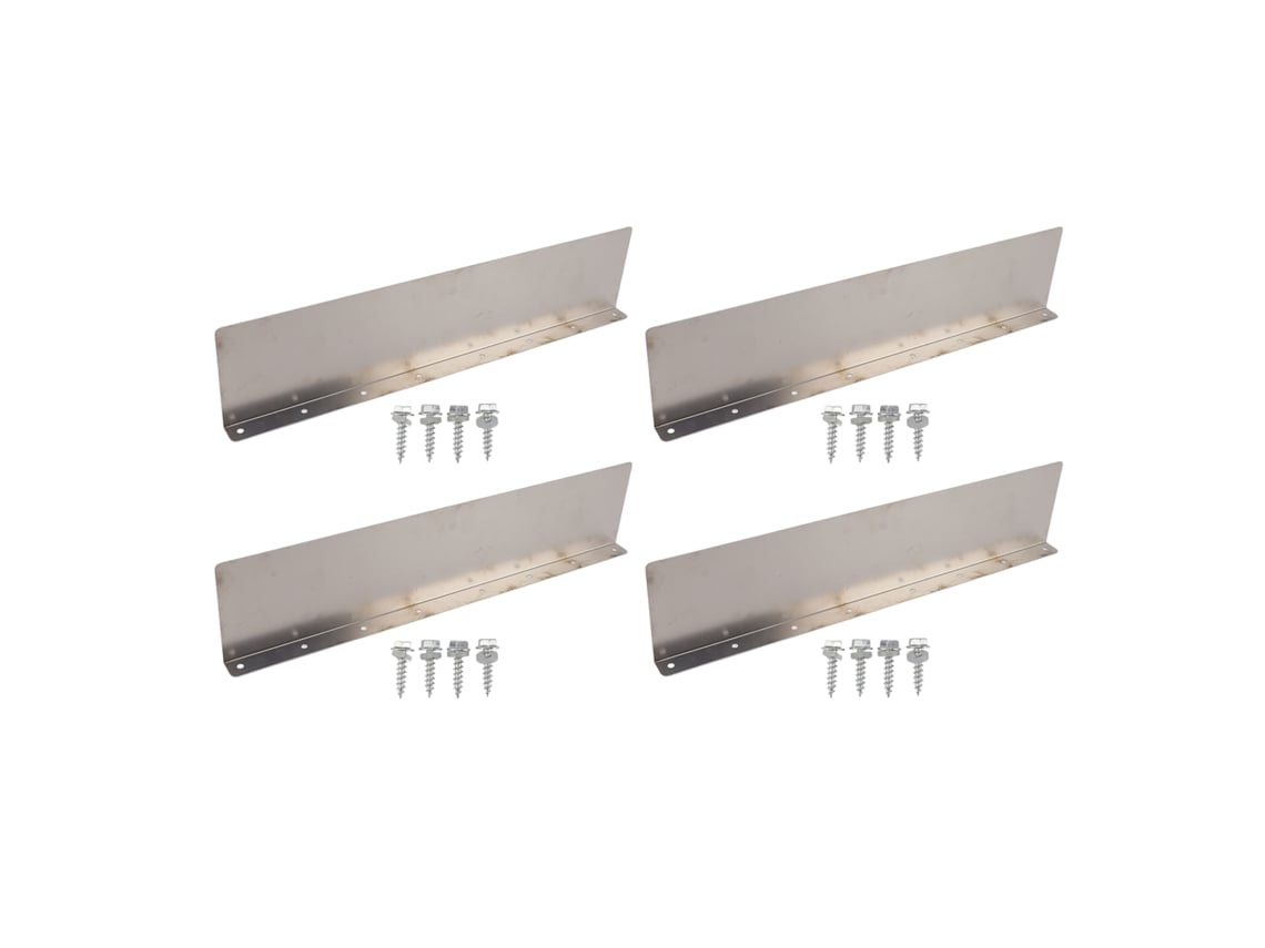 Paquete de 4 canaletas Rainwater Valley, desviador de agua de lluvia de aluminio, protector contra salpicaduras con 32 tornillos para techo