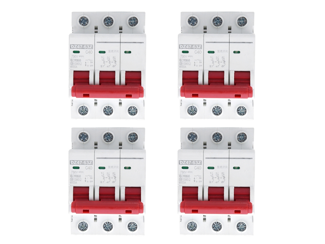 Disyuntor Miniatura Dz47-63z 3p 40a Dc750v Para Paneles Solares, Protección Contra Sobrecargas Y Cortocircuitos.