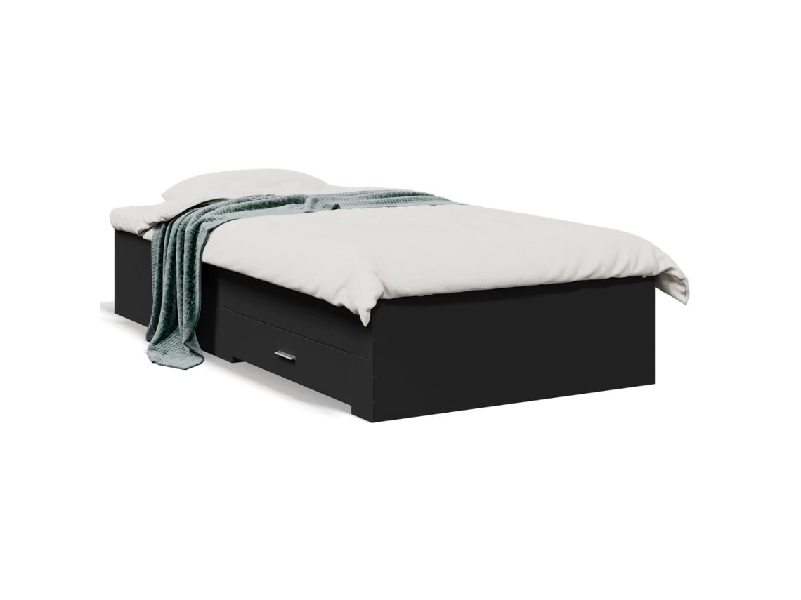 Maison Exclusive - Cama Con Cajones Madera De Ingeniería Negra 75x190 Cm