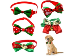 Collar Para Mascotas Con Lazo Navideño Ajustable 5 Piezas Para Gatos Y Perros Pequeños Linjou