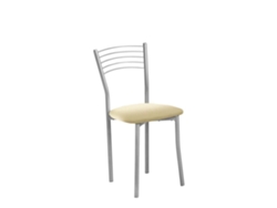 Cadeira de Cozinha Copa em Alumínio 40x85x47cm Couro Sintético Creme FANMUEBLES