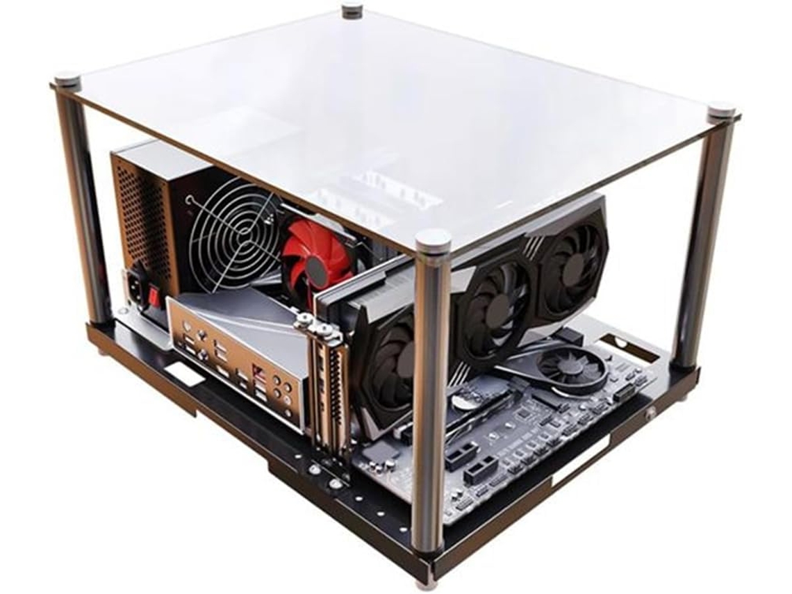 Gabinete para PC gaming con chasis abierto para pruebas de PC, compatible con placas base ATX y MTX. SFUSHOS