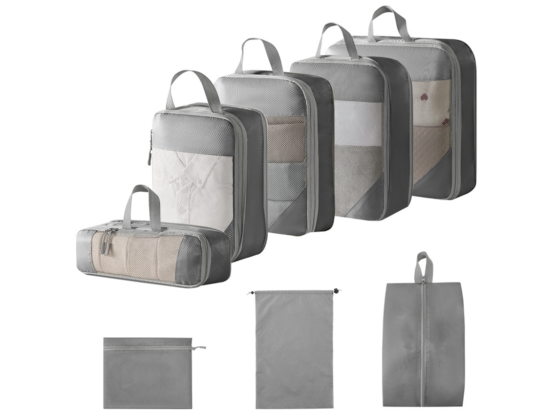 Conjunto De Bolsas Organizadoras Para Malas, Pacote Com 8 Chrui (cinza)