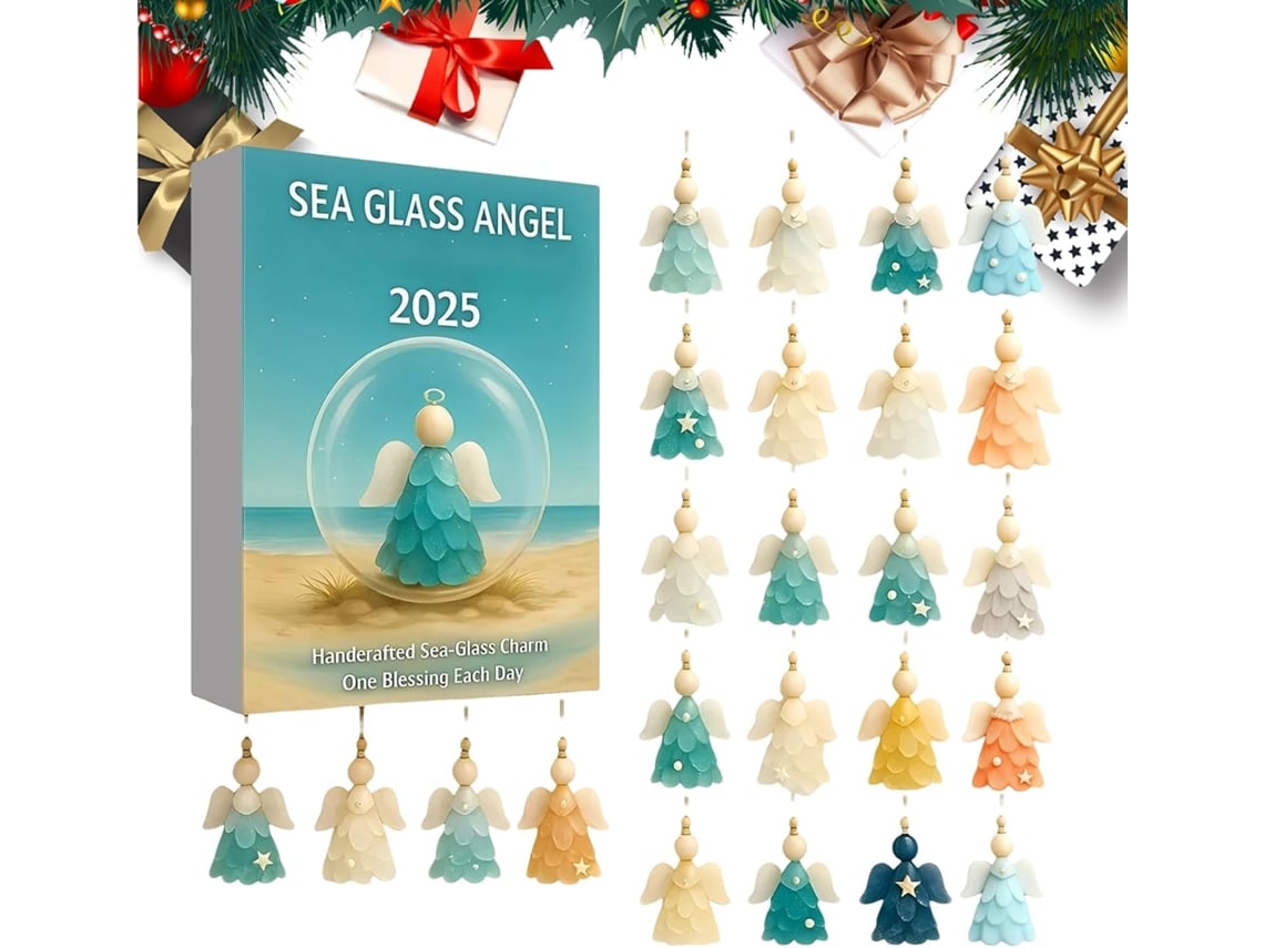 Calendário Do Advento Anjo De Vidro Marinho 2025| Decoração De Acrílico 2d Com Pingente Para As Festas De Fim