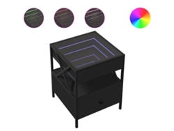 Maison Exclusive - Mesita De Noche Con Infinity Led Negra 40x40x51 Cm