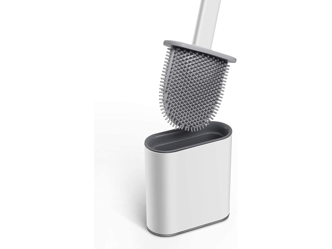 Juego De Cepillo Para Inodoro, Que Incluye Un Cepillo Y Un Soporte De Silicona Con Mango Largo De Plástico Antideslizante.