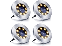 Luz Solar Calle 4 Led Para Jardín, Impermeable, Blanco Cálido