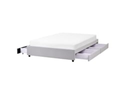 Cama Con Cajones Sin Cabecera Beliani Prades Gris Poliéster 149x211x32