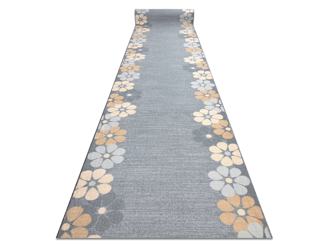 Alfombra de Pasillo con Refuerzo de Goma Margaretka Flor, Gris 133 cm
