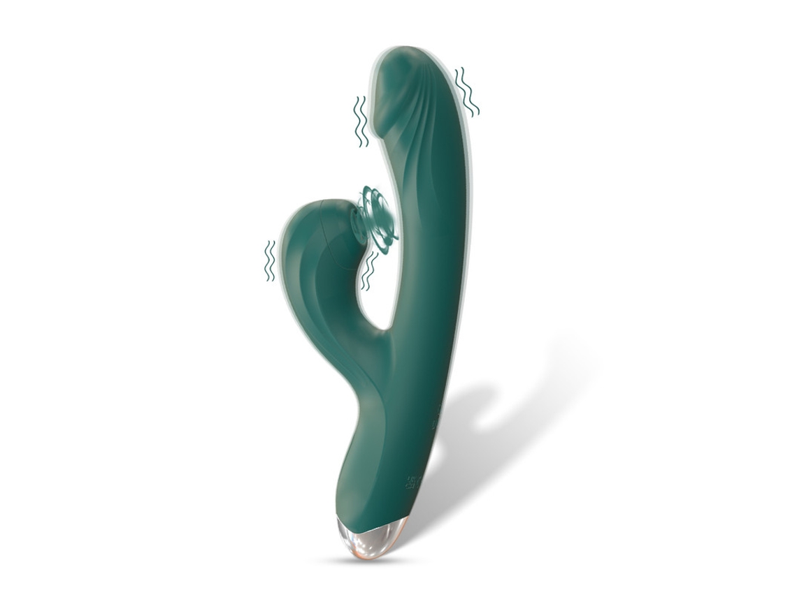 Vibrador De Masaje De Succin De Silicona Multifrecuencia 2 En 1 Para Mujeres (verde) Yizhood