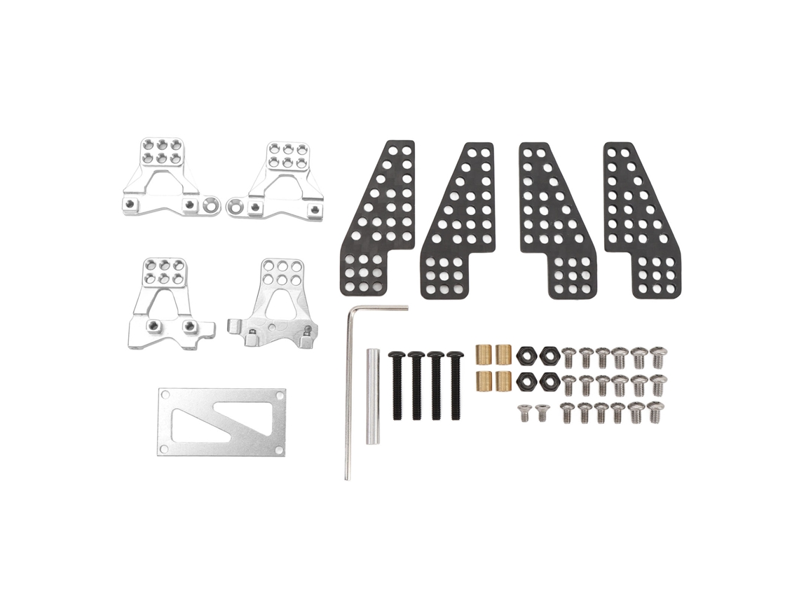 5pcs Soporte De Amortiguador Rc Upgrade Aluminio Fibra De Carbono Para Crawler 1/18 Plata