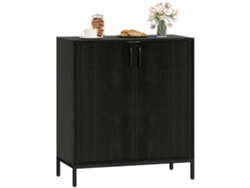 Aparador para sala de estar moderno com prateleira ajustável e base elevada 80x40x90cm preto ZENCORE SERVICES