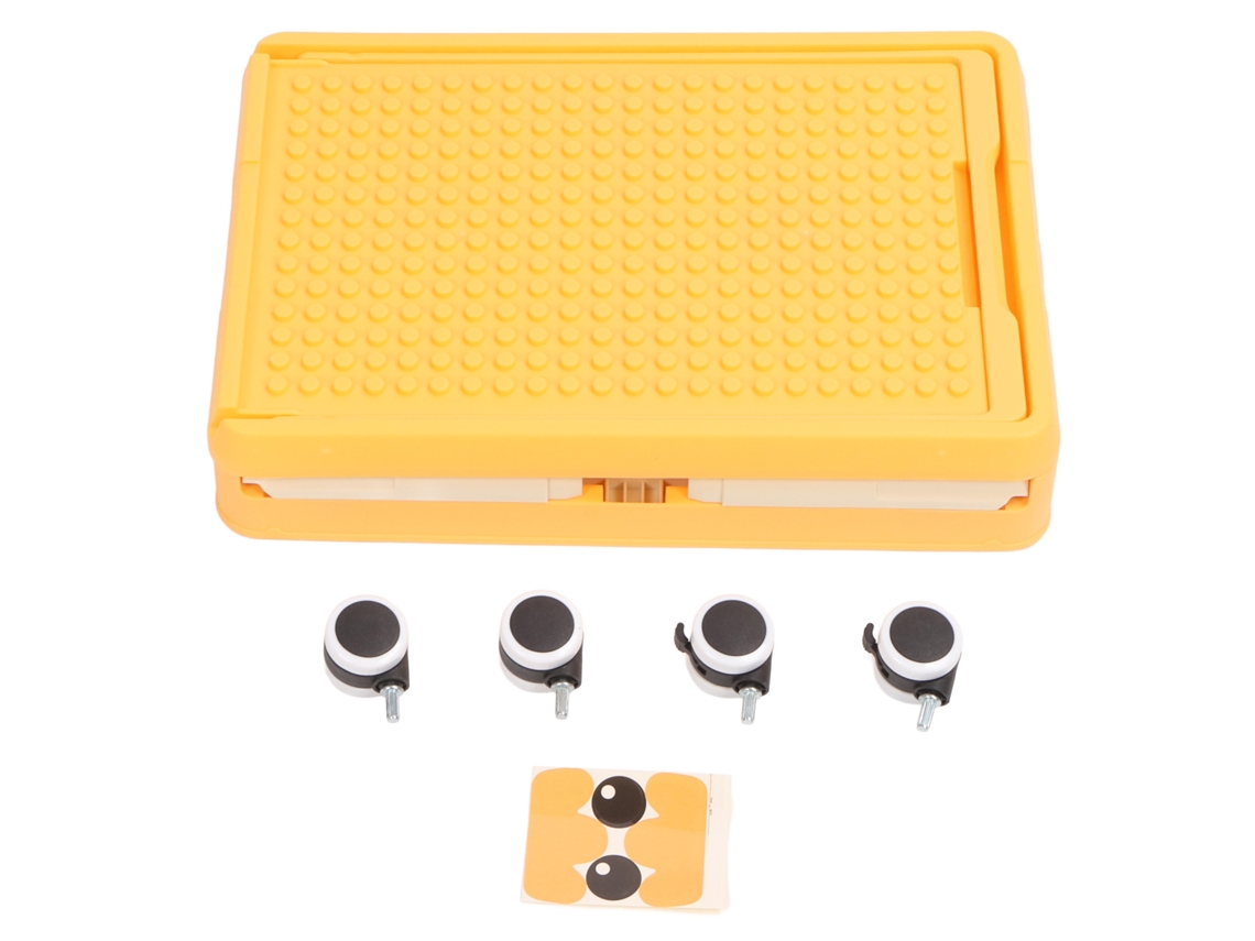 Caja De Almacenamiento De Juguetes Con Tapa Y Ruedas, Organizador De Bloques Rodantes Naranja