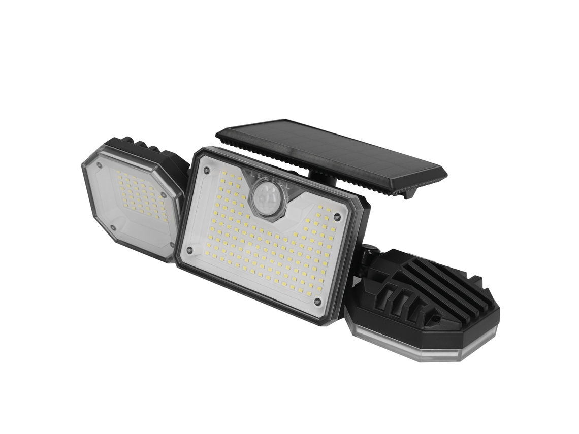 Lámpara solar de exterior 2026-as-light con sensor de movimiento, 3 cabezales, resistente al agua IP65, control remoto para valla de jardín.