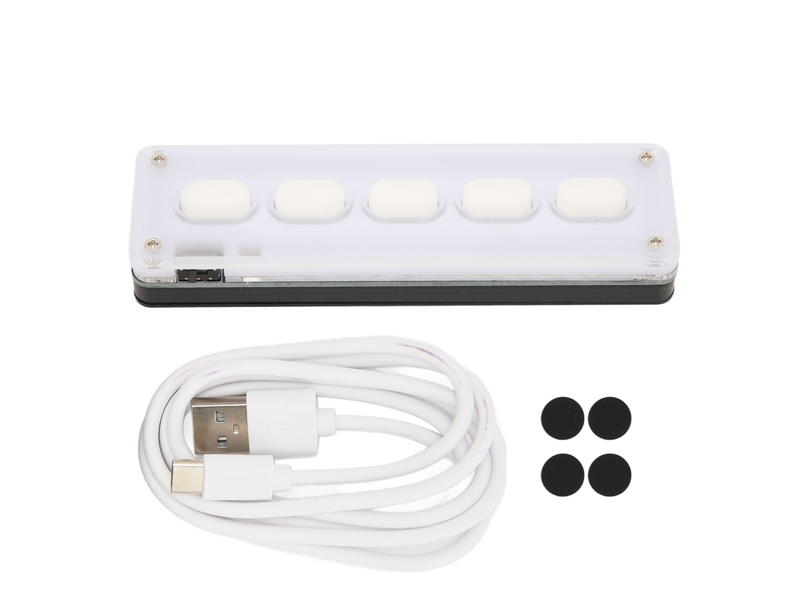 Teclado Programable De 5 Teclas Con Modo Dual, Usb Con Cable/bluetooth, Silicona, Silencioso, Personalizable Para Juegos, Blanco.