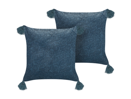 Conjunto de 2 cojines de terciopelo azul oscuro 45 x 45 cm BELIANI Setaria