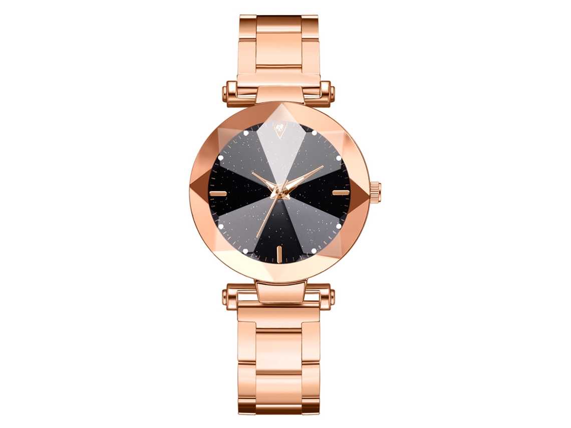 Reloj De Pulsera De Cuarzo Para Mujer Con Esfera Redonda Y Correa De Aleación De Oro Rosa, Informal Y Elegante.