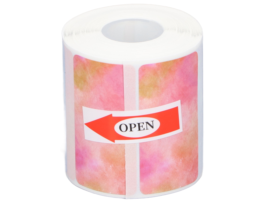 Rollo de papel térmico, 310 hojas, 40x20 mm, autoadhesivo, 4 diseños, sin tinta, sin marca.