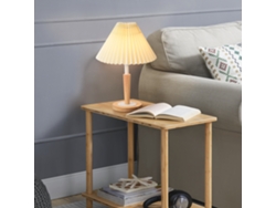 Lámpara de mesa Sittingbourne 1x E14 40 W metal tela 35 x Ø 24 cm - Efecto madera / Blanco LUX.PRO