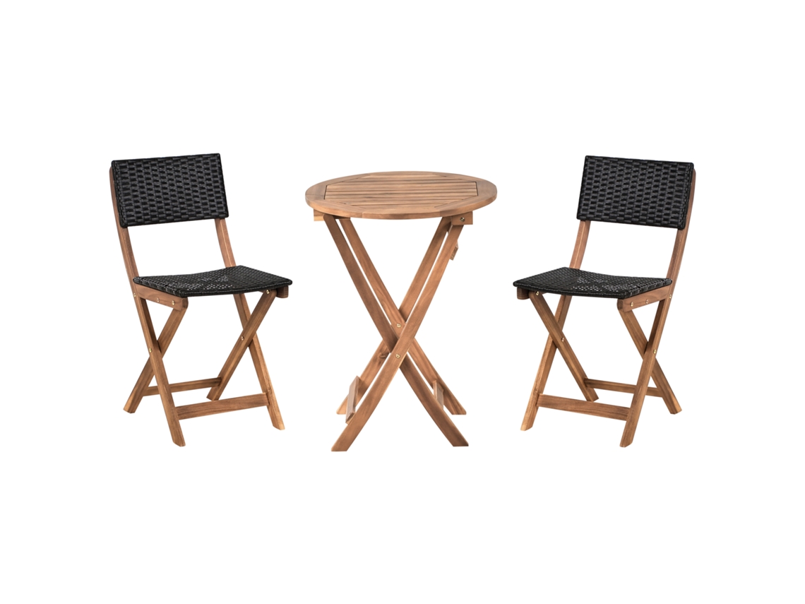 Conjunto de mostrador Rivarotta de madera de acacia marrón/negro