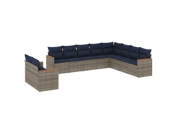 Maison Exclusive - Conjunto De Sofá De Jardín De 10 Piezas Con Cojines, Poliratán Gris