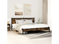 Estructura De Cama Sin Colchón Metal Roble Ahumado 183x213 Cm