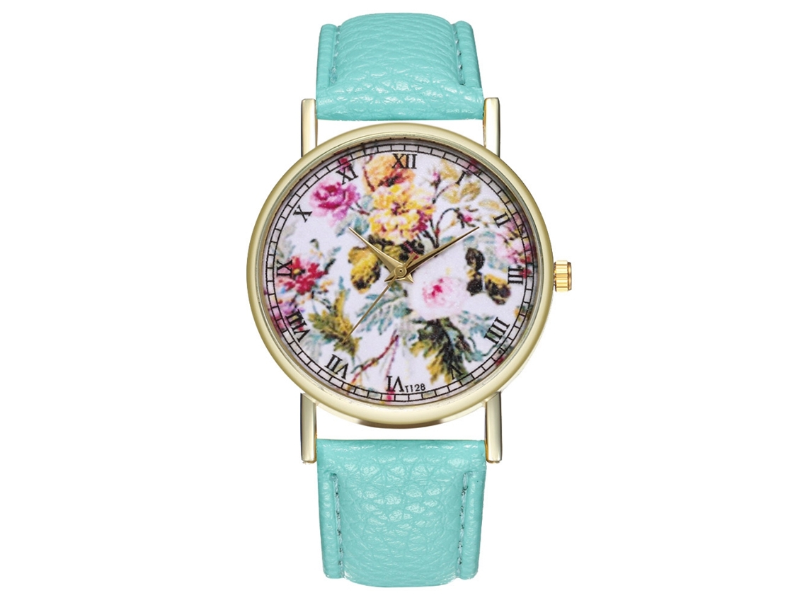 Reloj De Pulsera De Cuarzo A La Moda Con Esfera Redonda De Piel Sintética (negro)