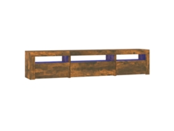 Mueble de TV con luces LED, Roble Ahumado, MAISON EXCLUSIVE (195x35x40 cm)