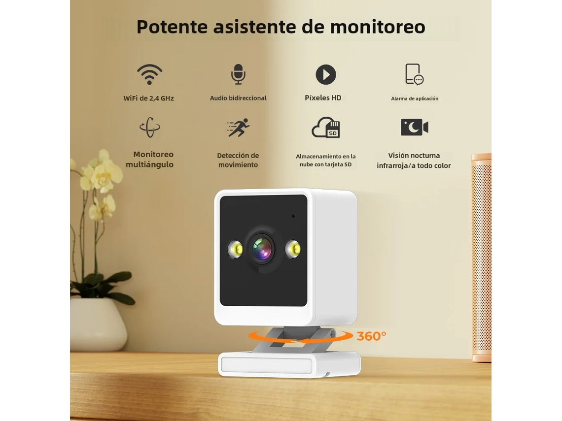 (no Requiere Tarjeta) Mini Cámara De Seguridad Wifi Para Interiores Hd 1080p