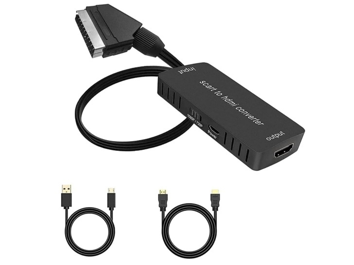 Conversor Scart Para Hdmi, Com Cabo Hdmi Hdmi1206-y4 Preto*