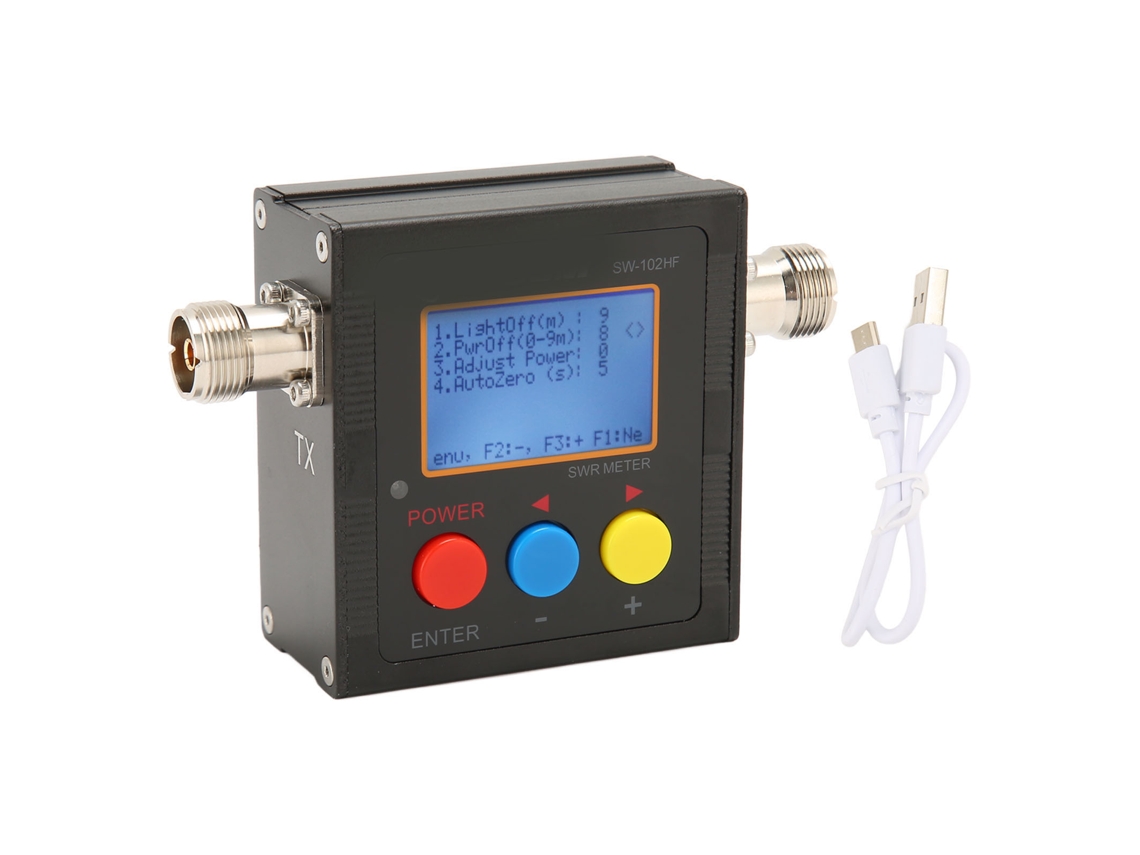 Medición de ROE (pantalla LCD iluminada, 1,5‑70 MHz, 120 W)