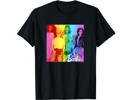 T-Shirt Unisex TEESTONE Rainbow Barbie Doll Group negro (XXXL)