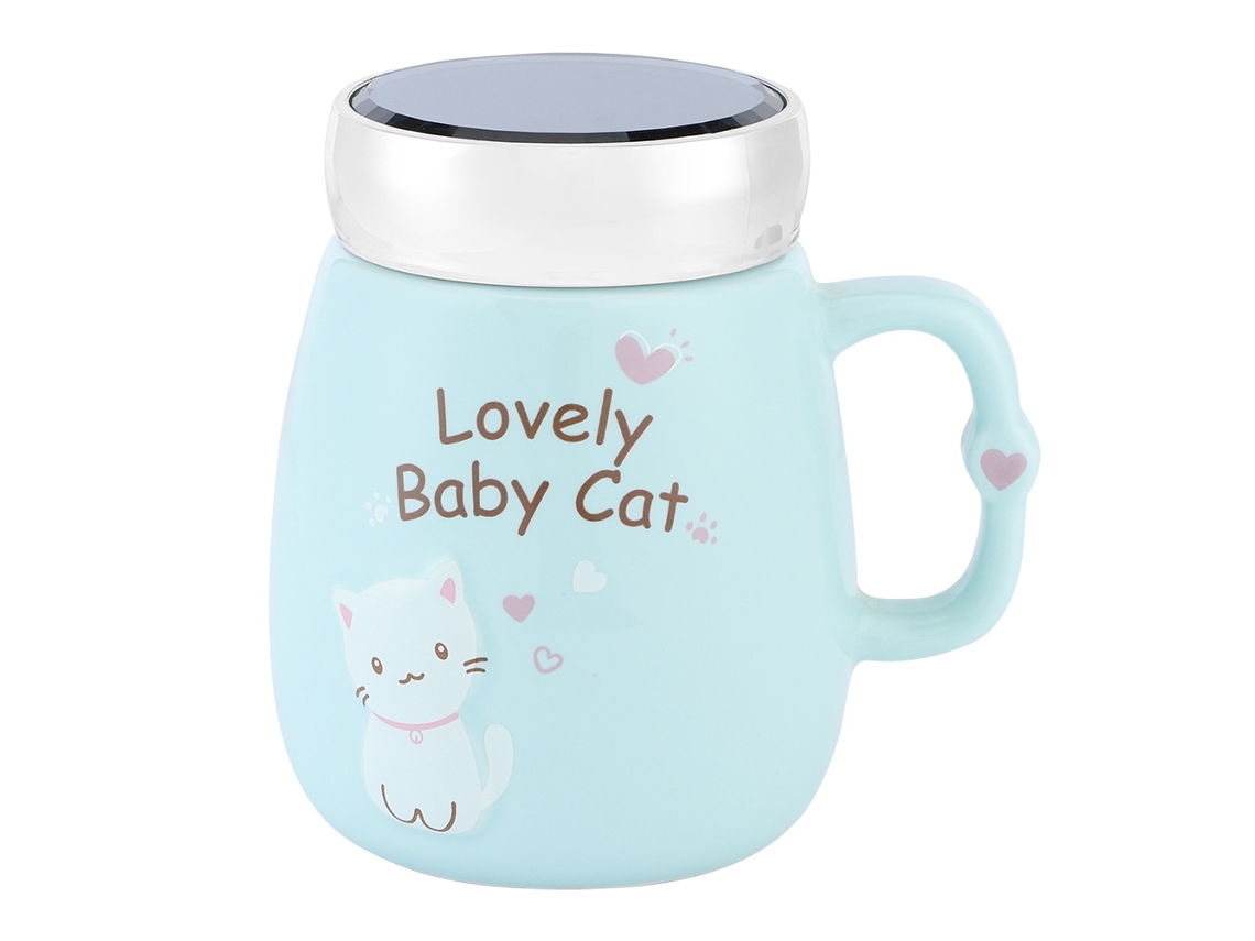 KOFIHETY Taza de Cerámica con Tapa, 500ml, con Dibujo de Animal Bonito, Gran Capacidad, para Hogar y Oficina