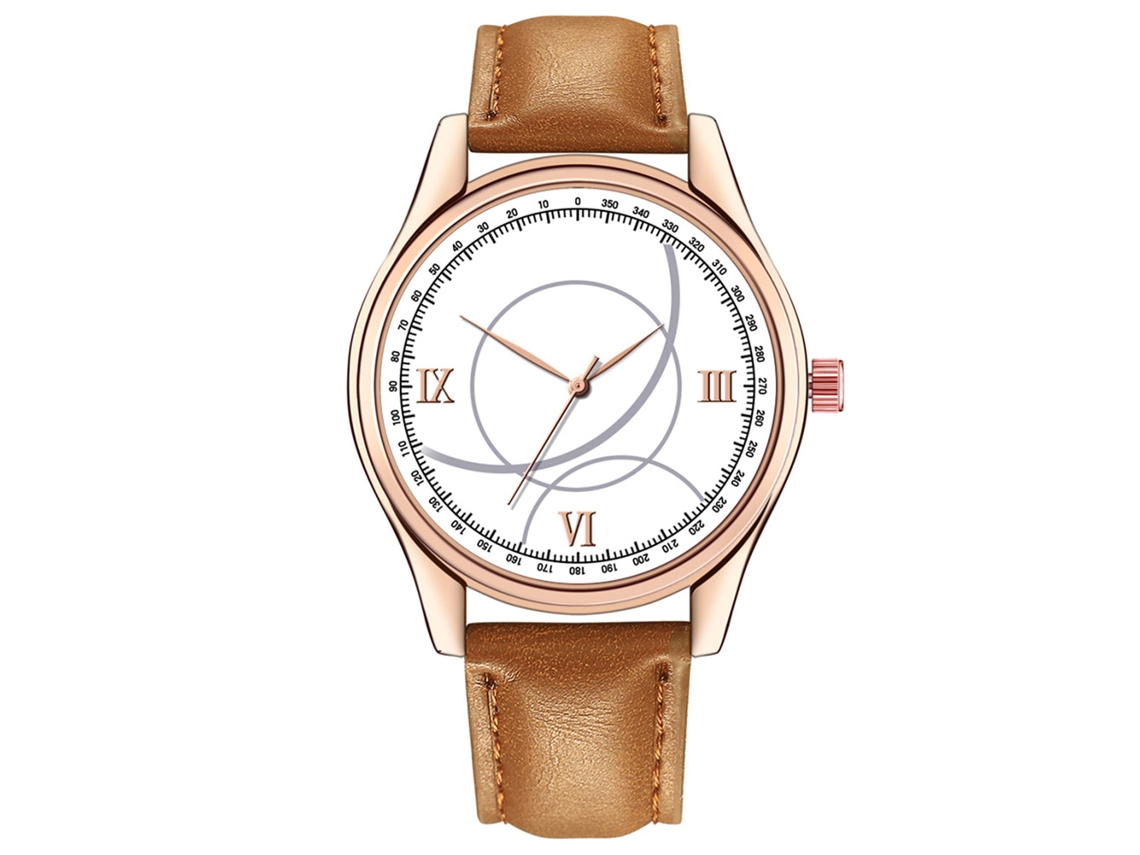 Reloj De Pulsera Para Mujer De Moda Casual Con Dial Pu De Aleación Cuarzo Color Café Claro Y Blanco