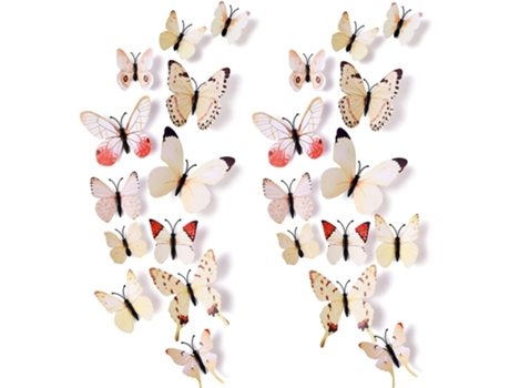 24 PCS 3D Estilos mixtos Calcomanías de pared de mariposas Pegatinas de mural removibles Decoraciones de mariposas (imán o pegamento) ZMDECQNA